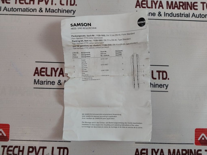 Samson 1120-1952 Ptfe V-ring Packing Set