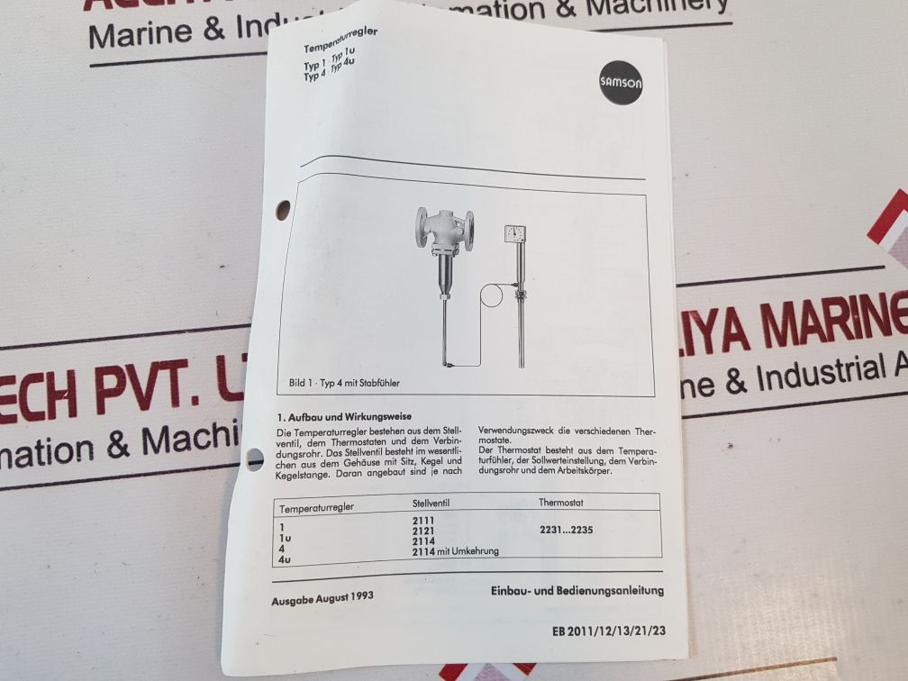 Samson 2231 Thermostat For Temperature Controller 642327