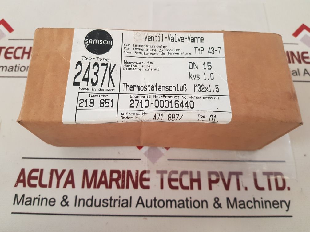 Samson 2437K Dn15 Temperature Controller 43-7