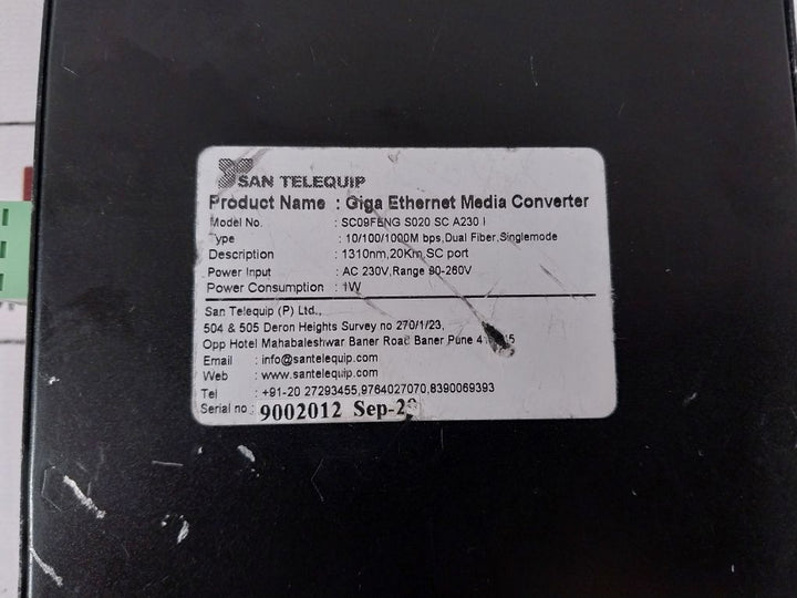 San Telequip Sc09Feng Ethernet To Fiber Media Converter
