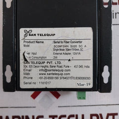 San Telequip Sc09Fsnn Ethernet To Fiber Converter