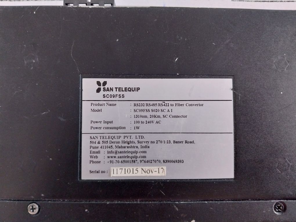 San Telequip Sc09Fss Rs232/Rs485/Rs422 To Fiber Converter