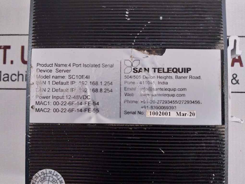 San Telequip Sc10E4I 4 Port Isolated Serial Device Server