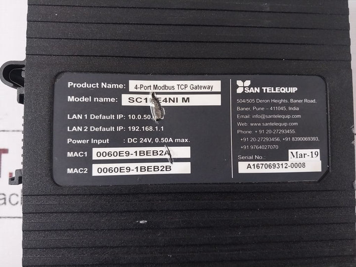 San Telequip Sc10E4Ni M 4-port Modbus Tcp Gateway