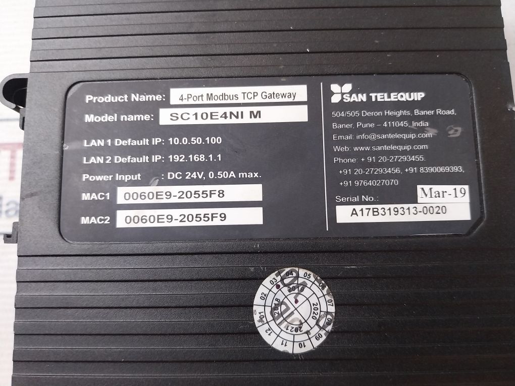 San Telequip Sc10E4Ni M 4-port Modbus Tcp Gateway 18V To 36V Dc
