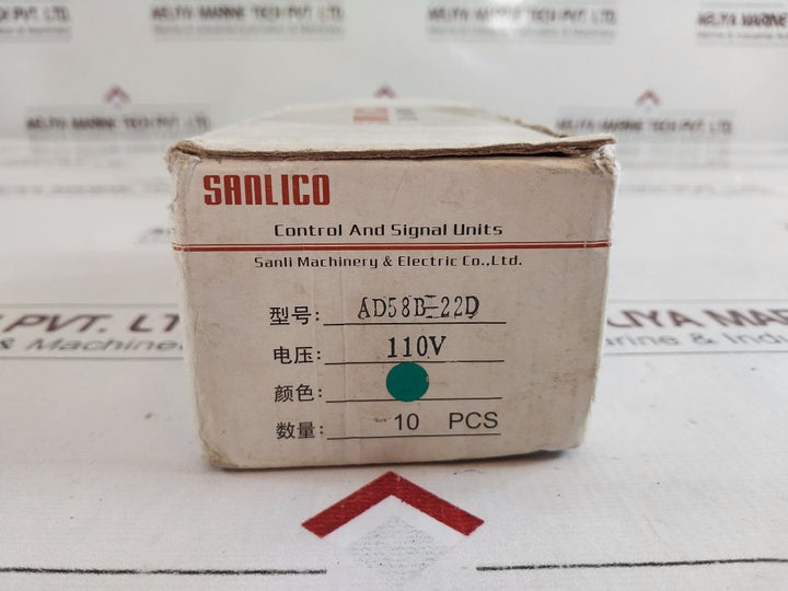 Lot Of 5X Sanlico Ad58B-22D Power Indicator Pilot Signal Lamp/Signal Light