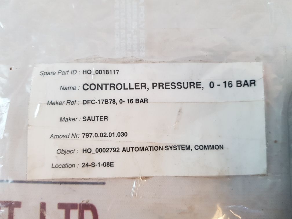 Sauter Dfc17B78 F001 Pressure Controller Switch 0-16 Bar