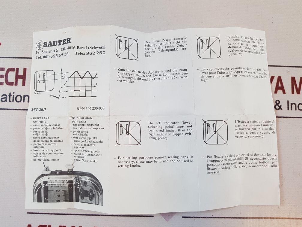 Sauter Dfc 17B 58 F001 Pressure Controller 0-6 Bar