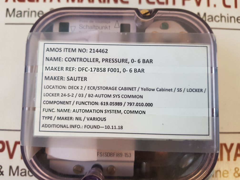 Sauter Dfc 17B 58 F001 Pressure Controller 0-6 Bar