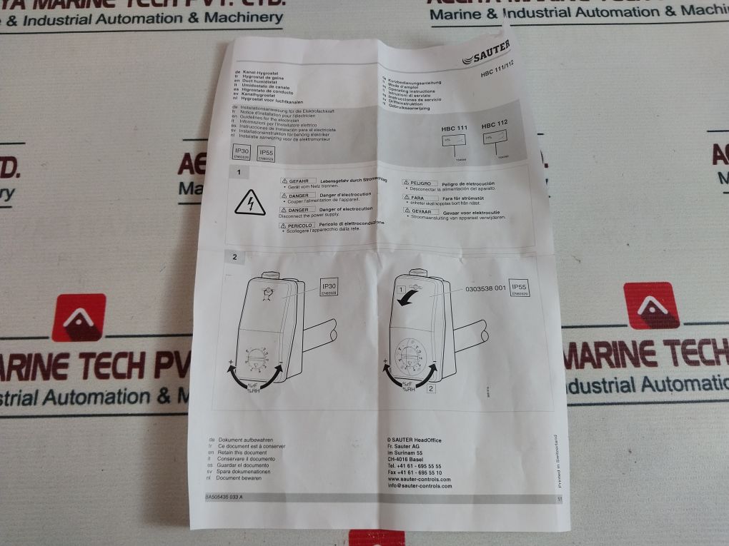 Sauter Hbc111F001 Duct-mounted Humidistat