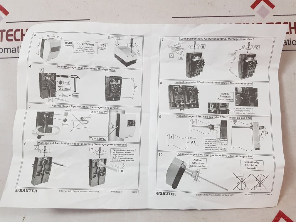 Sauter Rak582.4/3726 Temperature Limiter/Thermostat
