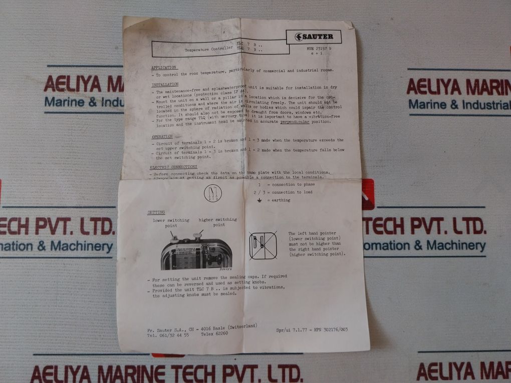 Sauter Tlc 7B 17 F001 Temperature Switch 0-40°C