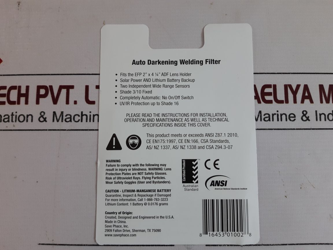Lot of 3x Save phace as/nzs 3/10 1/1/1/1 en379 single shade welding filter