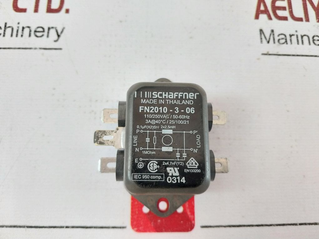 Schaffner Fn2010-3-06 Power Line Filter 110/250Vac