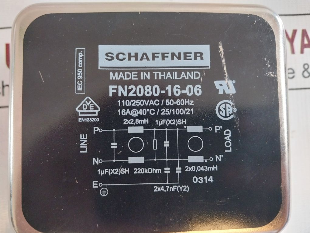 Schaffner Fn2080-16-06 Power Line Filter 