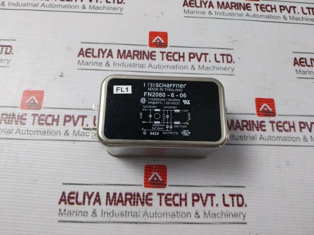 Schaffner Fn2080-6-06 Power Line Filter 110/250Vac/ 50-60Hz