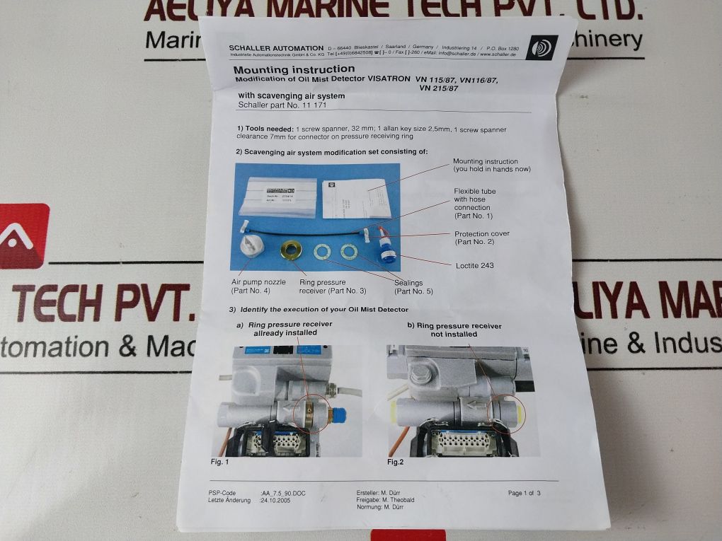 Schaller Automation 270414 Oil Mist Detector Visatron Kit