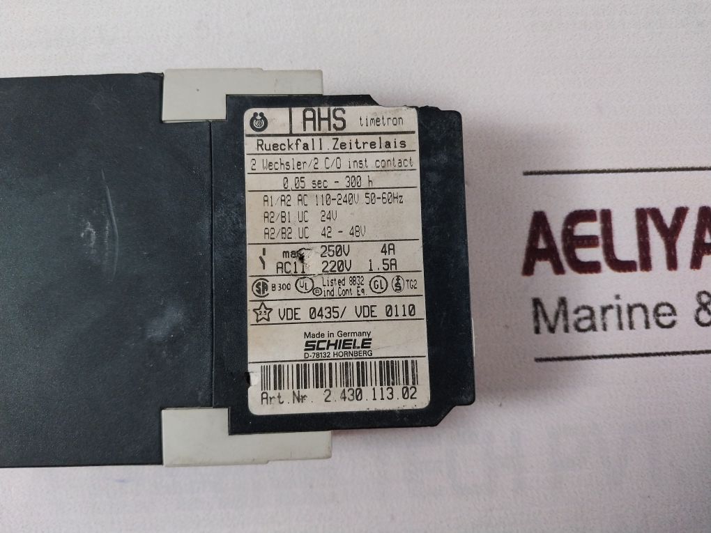 Schiele Ahs Timetron 2.430.113.02 Time Delay Relay 0.05 Sec-300H