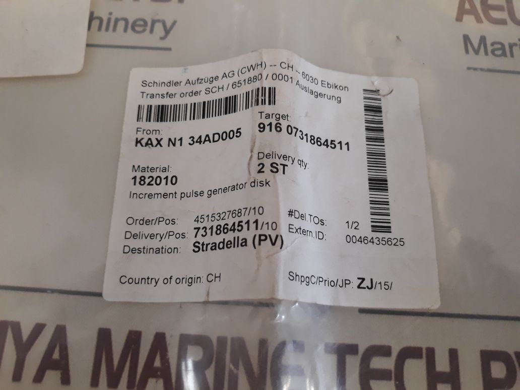 Schindler 182010 Increment Pulse Generator Disk