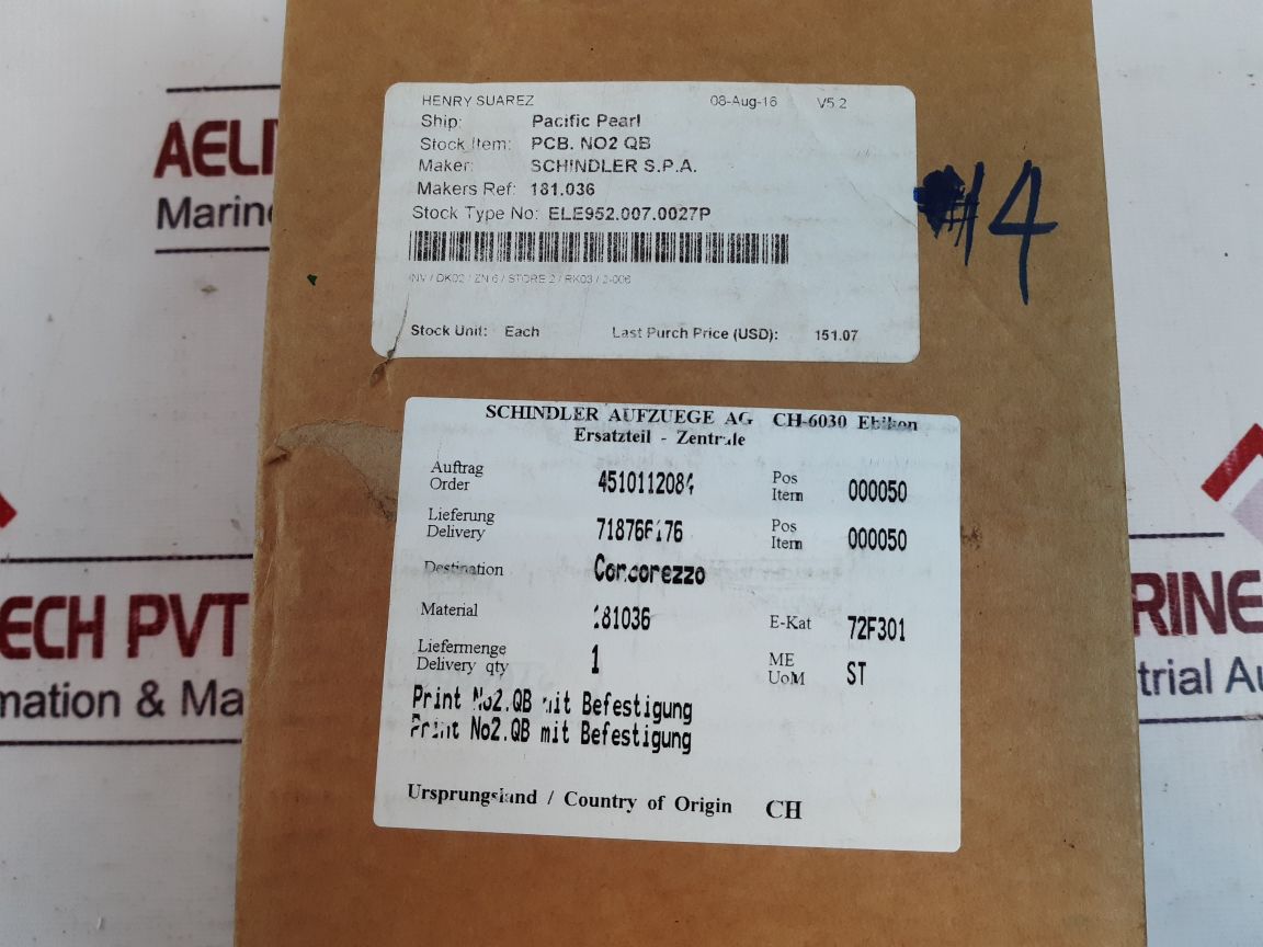 Schindler Ywp-r Pcb Card No2 Qb