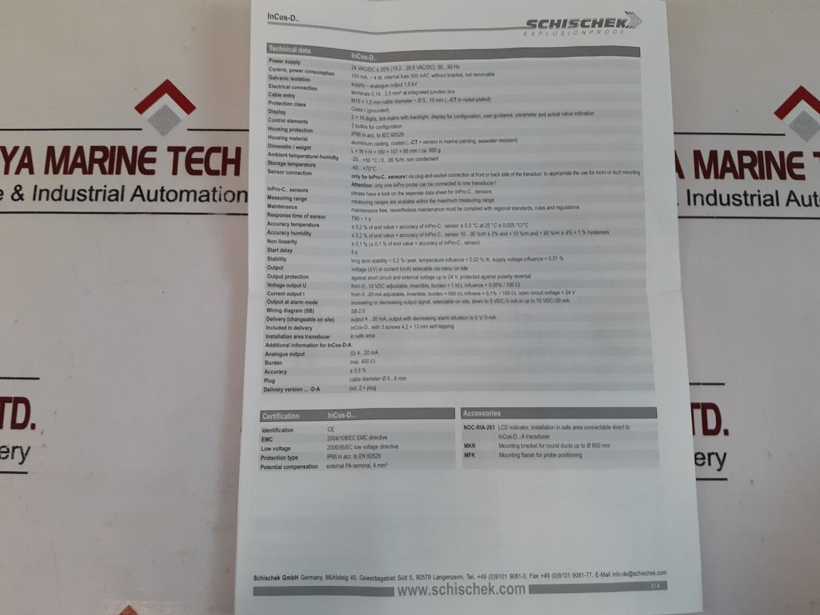 Schischek Incos-d Temperature/Humidity Transmitter