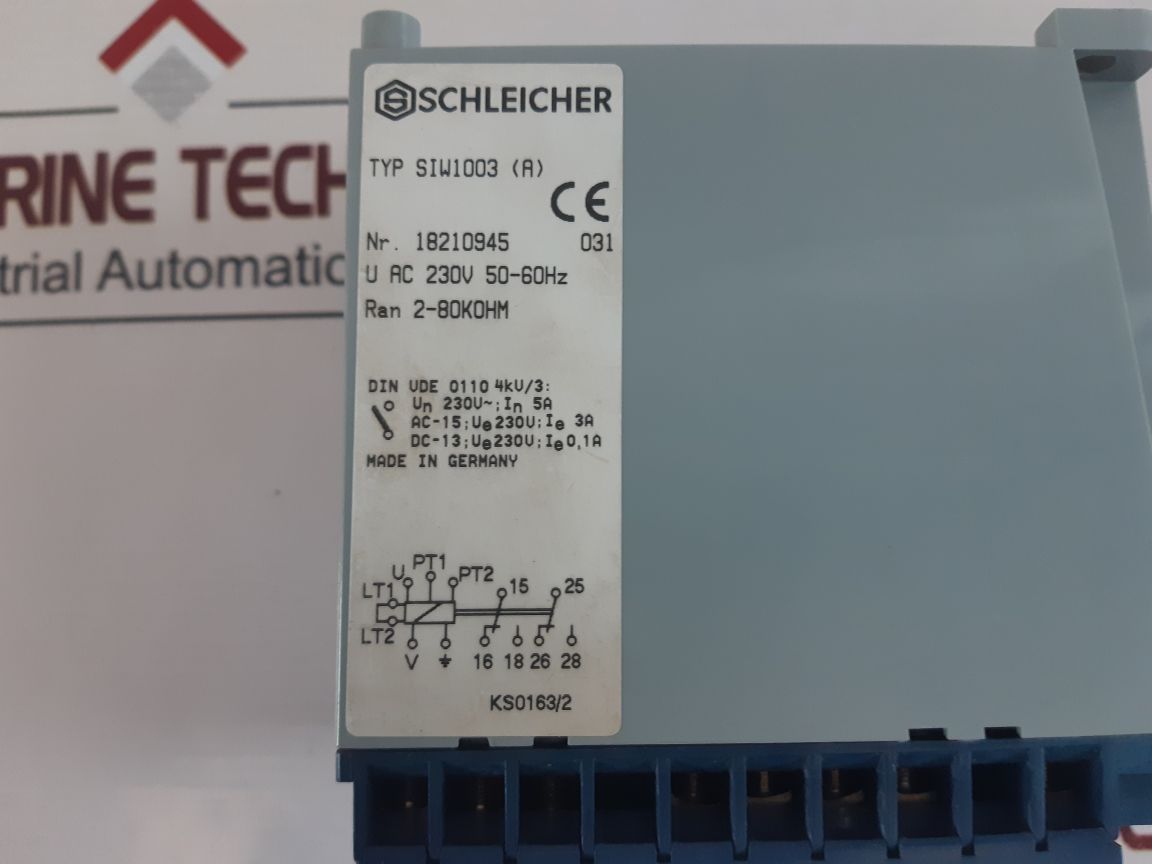 Schleicher Siw1003 Monitoring Relay 2-80Kohm