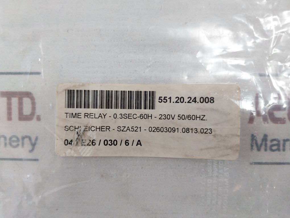 Schleicher Sza521 Time Relay 500Va 250V Ac