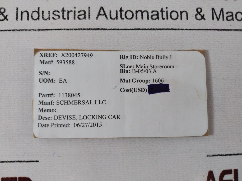 Schmersal Atv 528/1 Locking Car Device