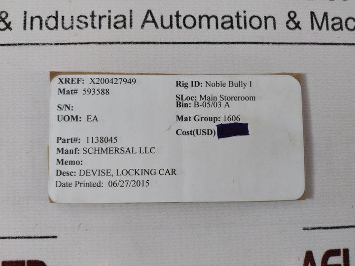 Schmersal Atv 528/1 Locking Car Device