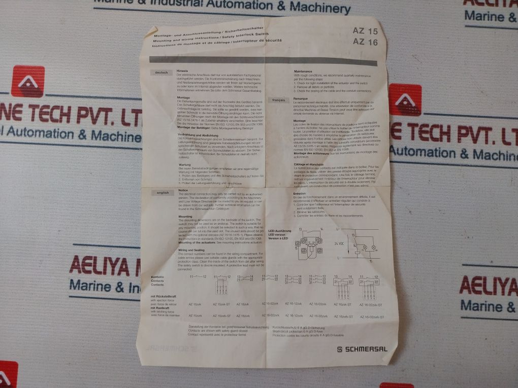 Schmersal Az 15 Zvk Safety Interlock Switch A600