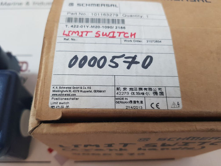 Schmersal T. 422-01Y-m20-1090/2186 Limit Switch