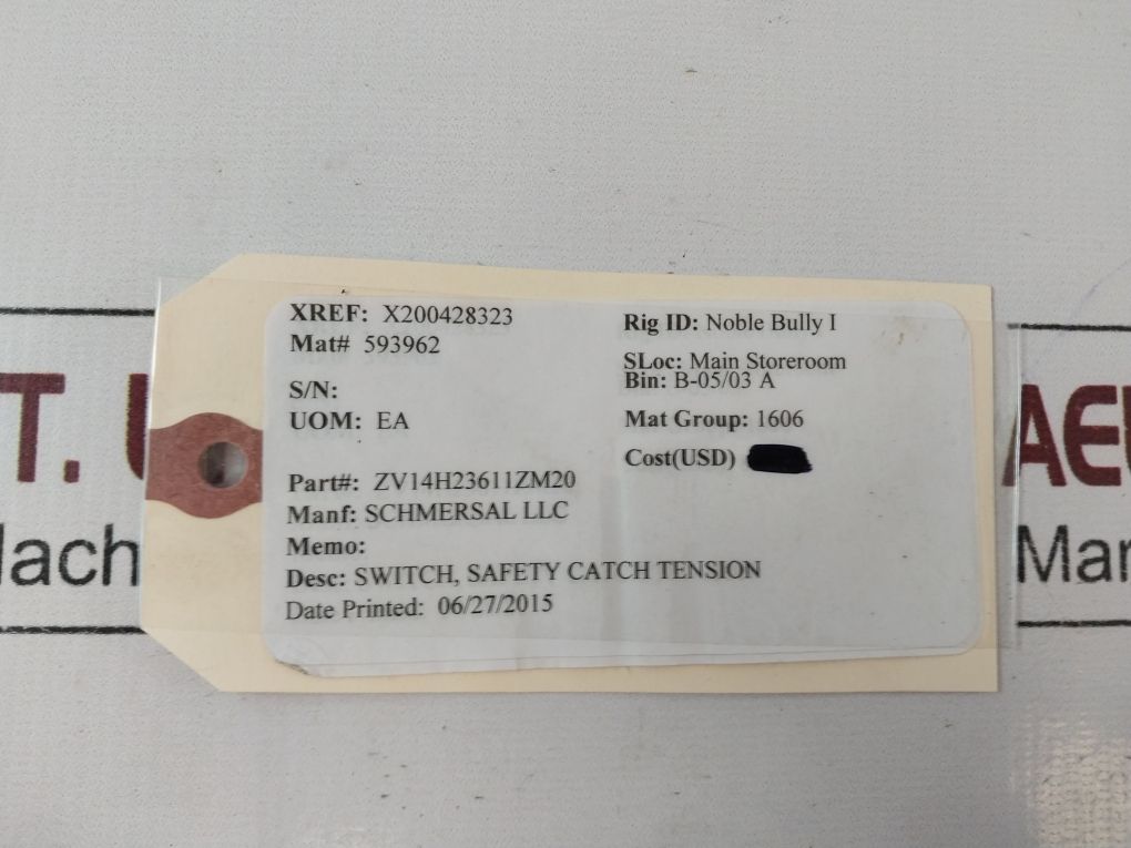 Schmersal Zv14H 236-11Z-m20 Limit/Safety Catch Tension Switch