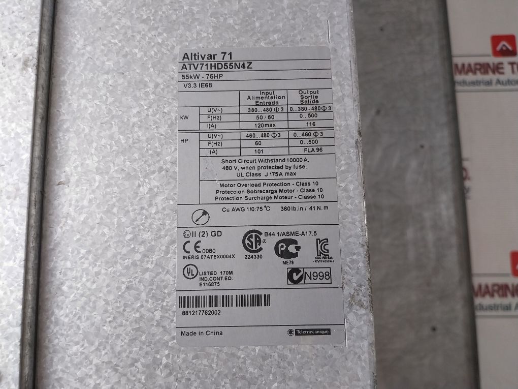 Schneider Atv71Hd55N4Z Variable Speed Drive 75°C