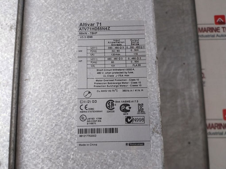 Schneider Atv71Hd55N4Z Variable Speed Drive 75°C
