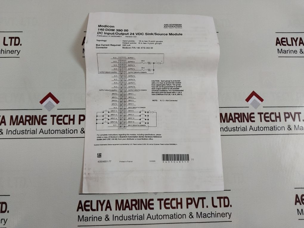 Schneider/Telemecanique 140Ddm39000 Dc Input/Output Module 24 Vdc