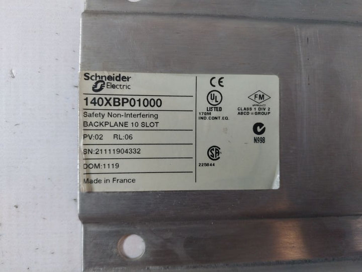 Schneider Electric 140Xbp01000 Safety Non-interfering Backplane 10 Slot