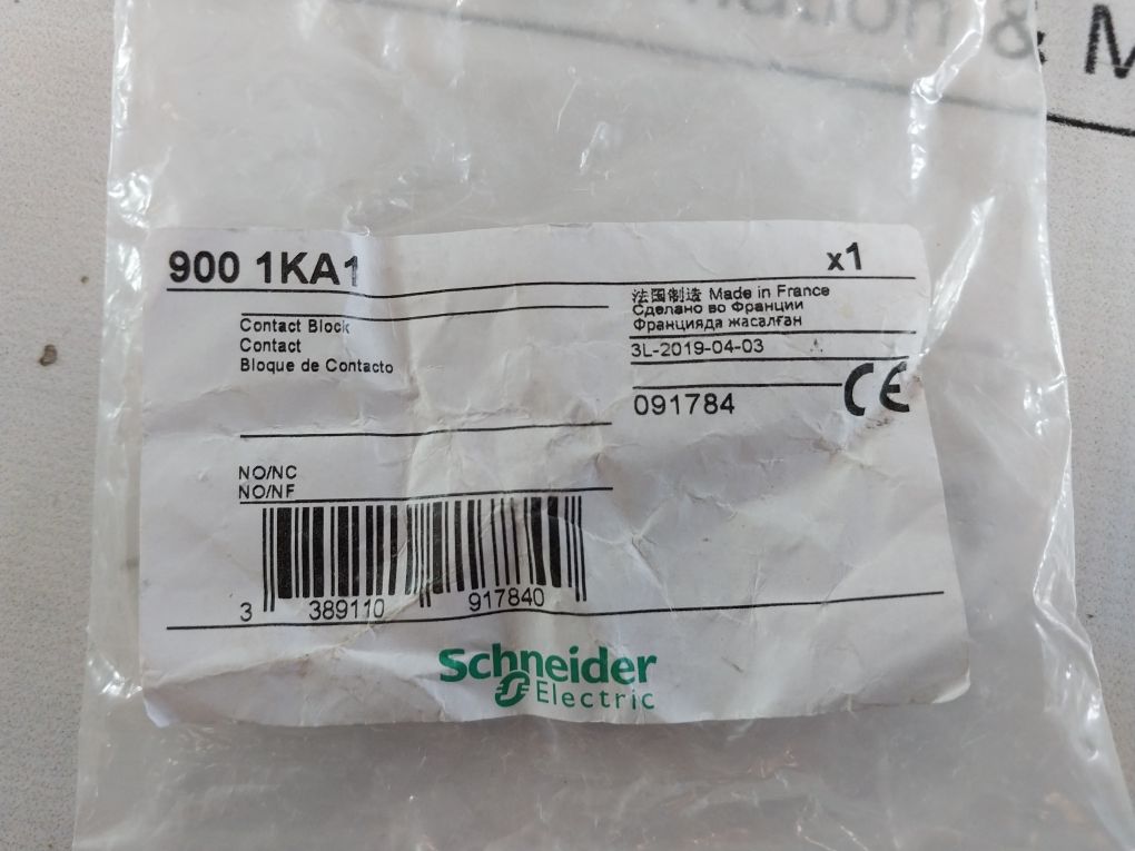 Schneider Electric 900 1Ka1 Finger Safe Contact Block