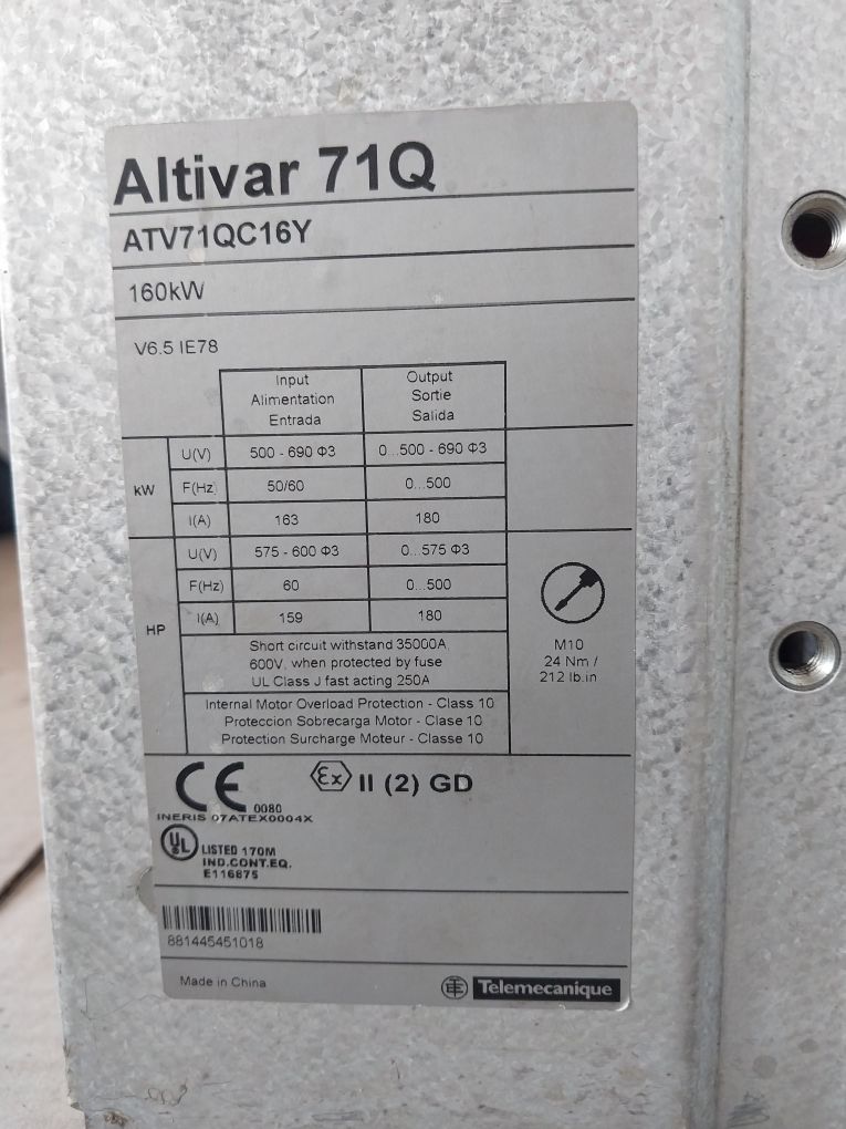 Schneider Electric Altivar 71Q Ac Inverter Drive 160Kw