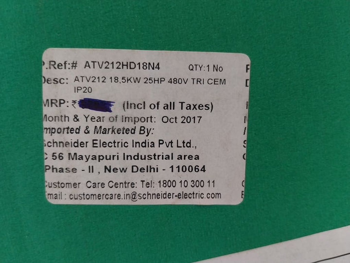 Schneider Electric Atv212Hd18N4 Variable Ac Speed Drive Class 10 Ip20