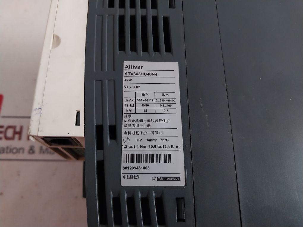 Schneider Electric Atv303Hu40N4 Inverter 4Kw-380/460V