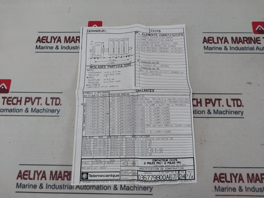 Schneider Electric Cv1Fb Power Contactor 690V Ac