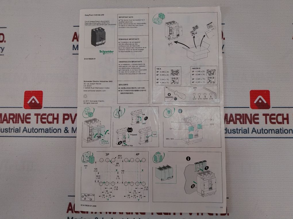Schneider Electric Cvs100B Circuit Breaker 50/60 Hz