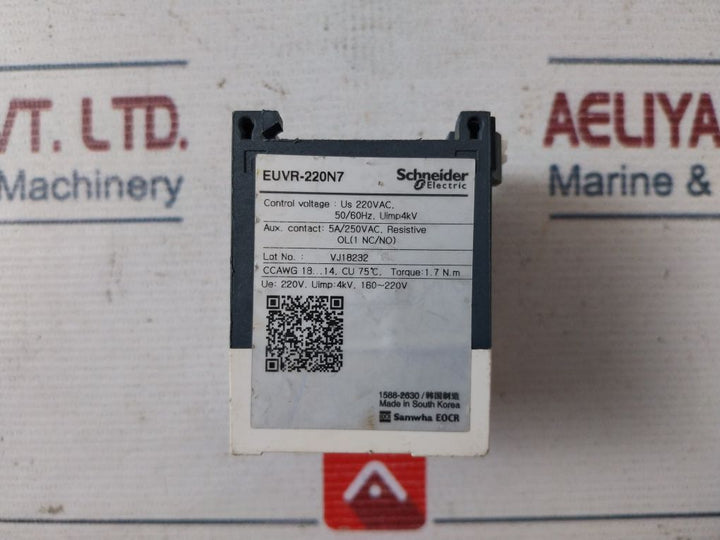 Schneider Electric Euvr-220N7 Electronic Undervoltage Relay 220Vac 50/60Hz