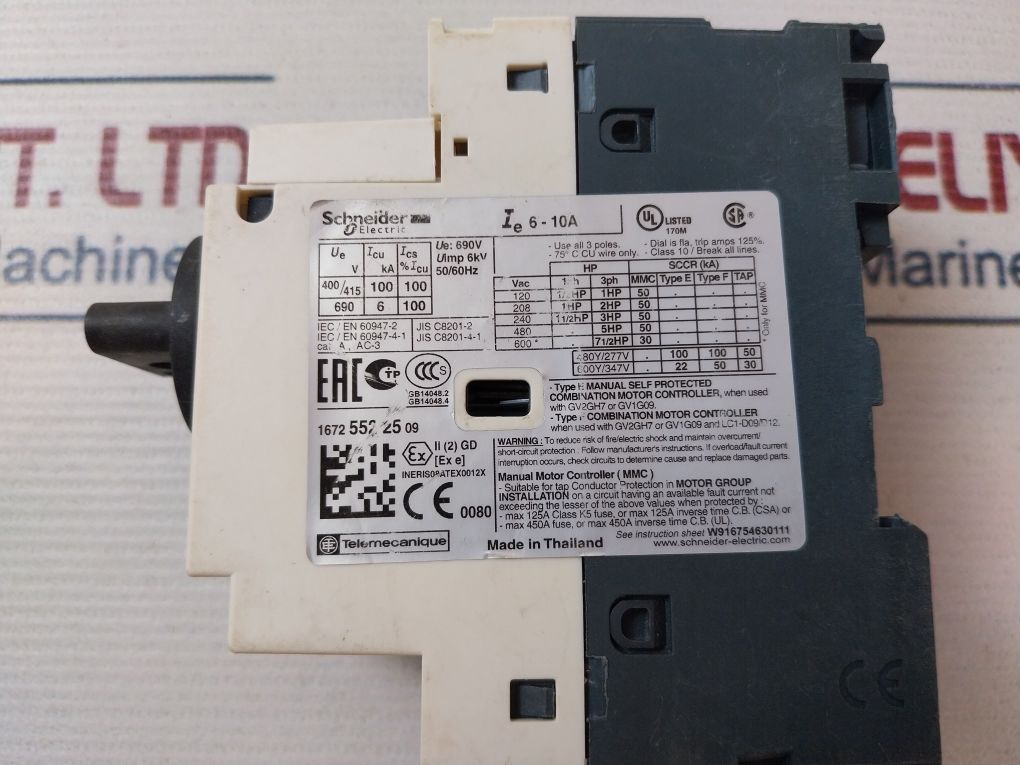 Schneider Electric Gv2-p14/6-10A Motor Protection Circuit Breaker