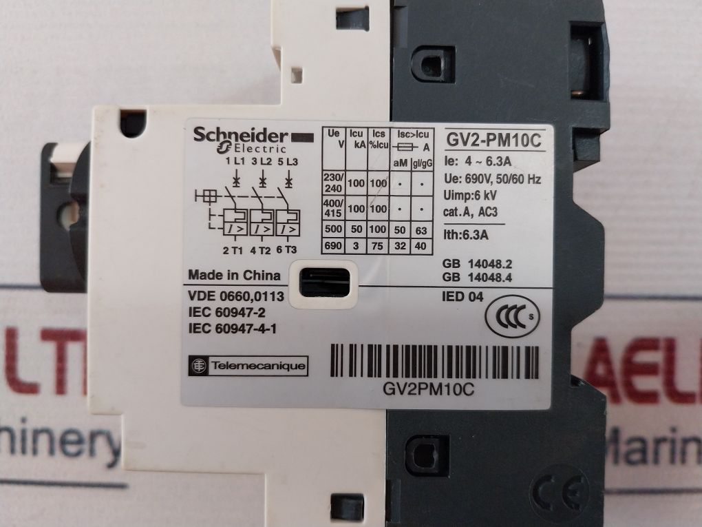 Schneider Electric Gv2-pm10C/4-6.3A Circuit Breaker