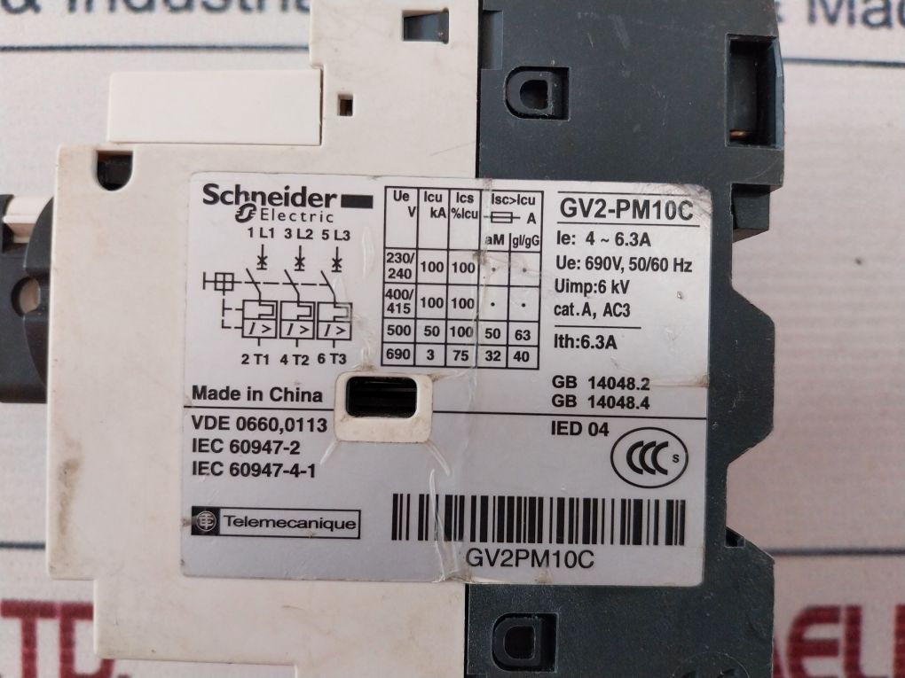 Schneider Electric Gv2-pm10C/4-6.3A Motor Circuit Breaker