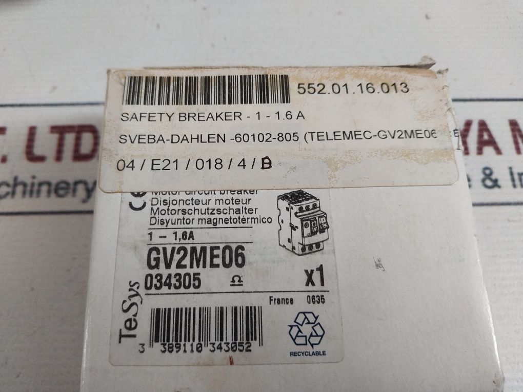 Schneider Electric Gv2Me06 Motor Circuit Breaker 690V