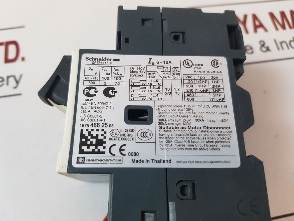 Schneider Electric Gv2Me14 Motor Starter Circuit Breaker