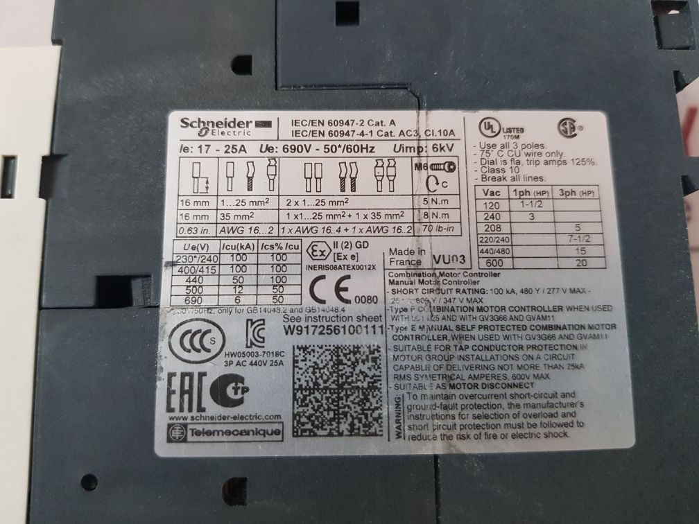 Schneider Electric Gv3P 25 Motor Circuit Breaker
