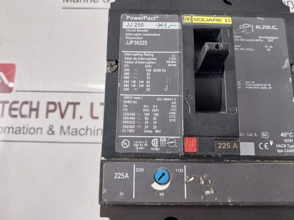 Schneider/Square D Jjp36225 3 Pole Powerpact Molded Case Circuit Breaker